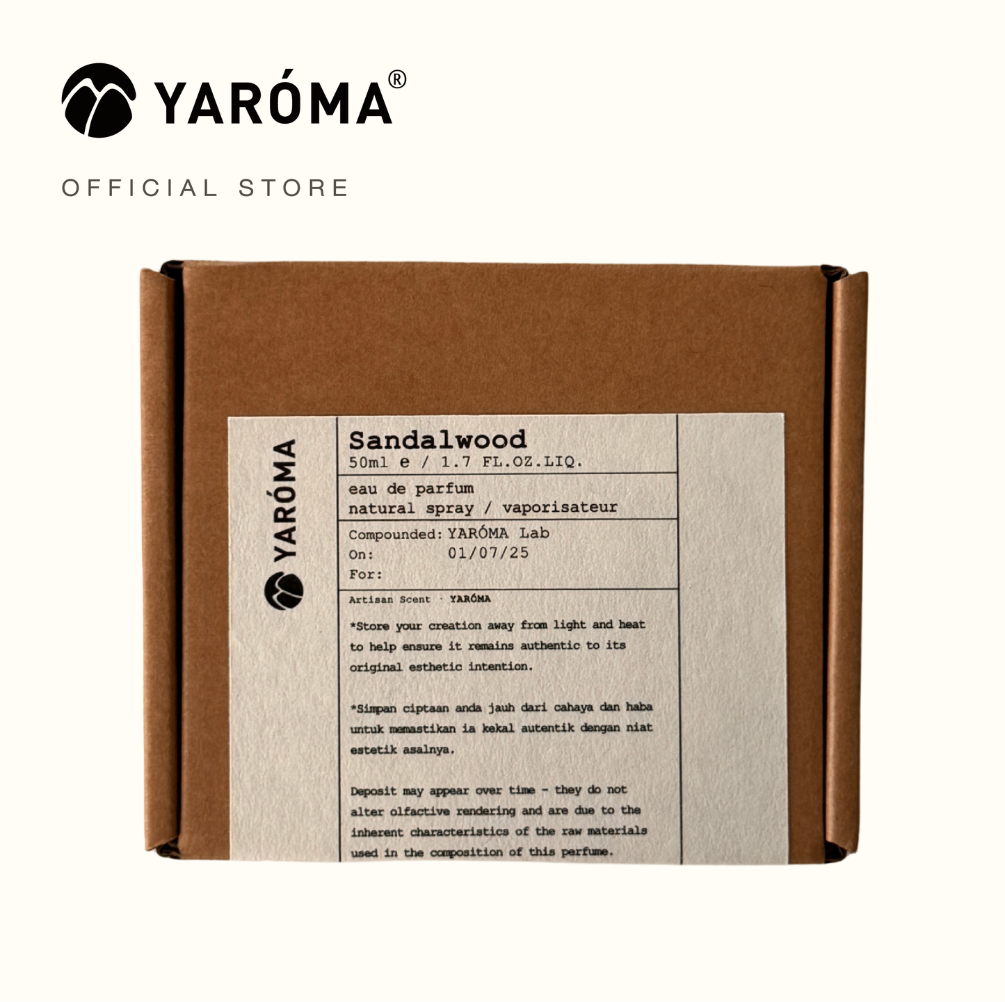YAROMA Fragrance Sandalwood Eau De Parfum 50 ML