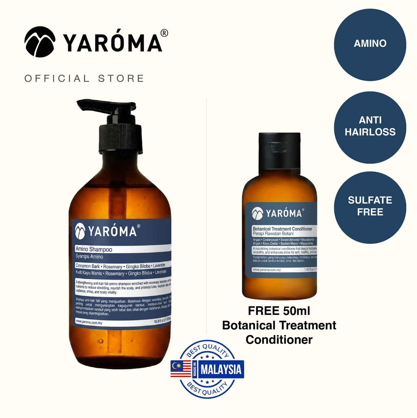 YAROMA Amino Shampoo | Hair Fall Control & Scalp Refresh