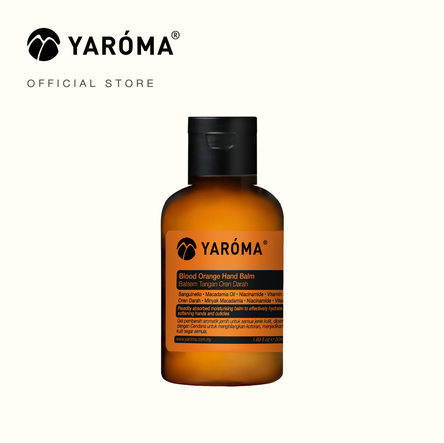 yaroma blood orange hand balm 50ml tube front view